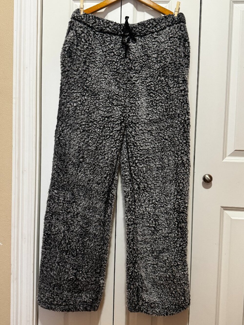Top Drawer Men's Sherpa Lounge Pajama Pants Gray Plush Button Fly Size L